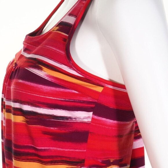 Athleta Top Womens Size Small Racerback Drawcord Red White Yellow  Shelf Bra EUC - Picture 6 of 9